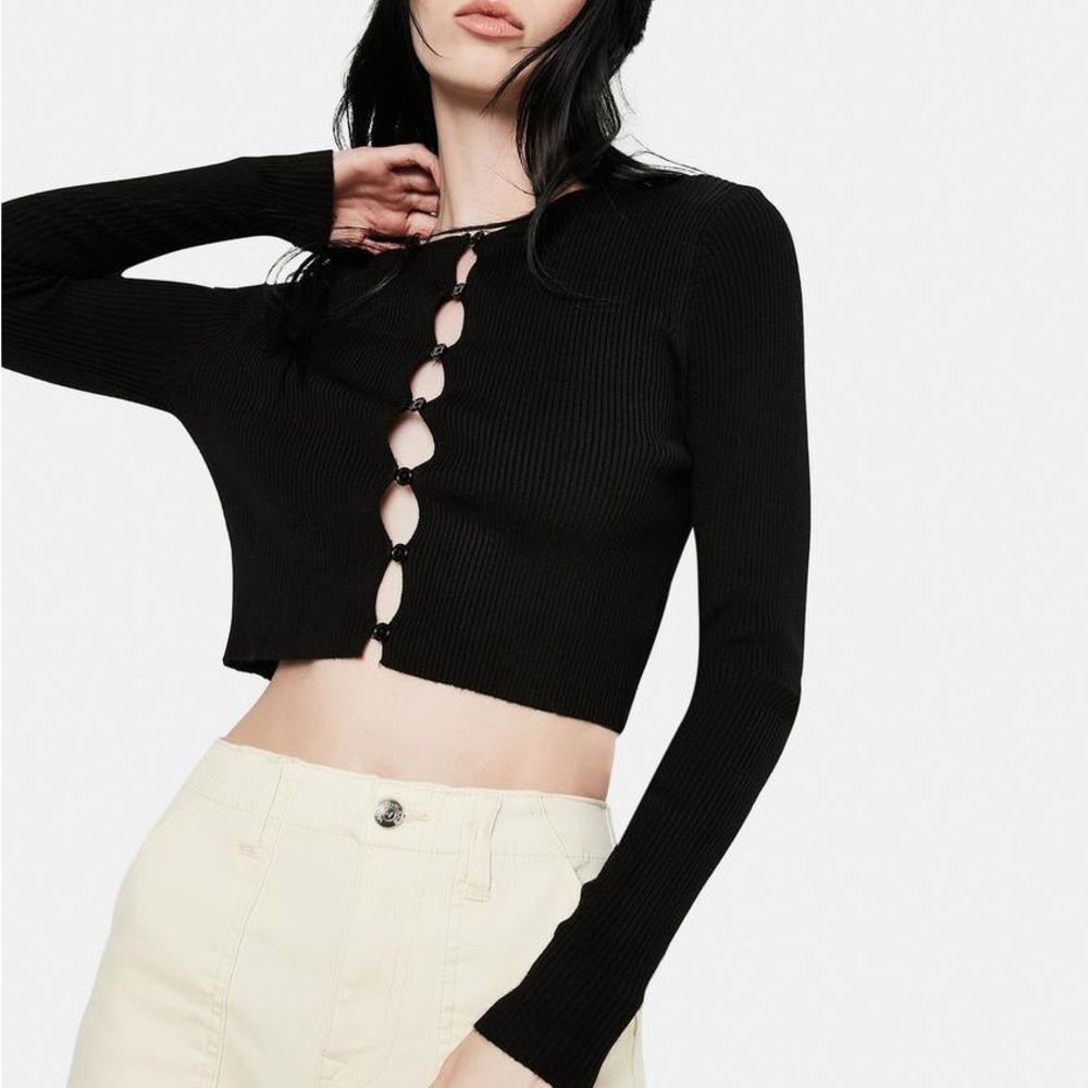 Lioness Black Fame Crop Top cardigan